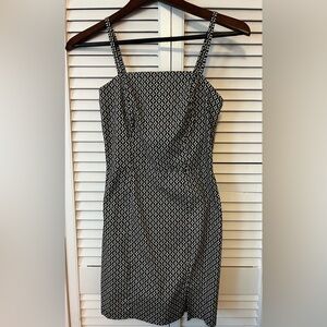 Monteau Smocked Mini Dress Black/White Diamond Print Adjustable xs